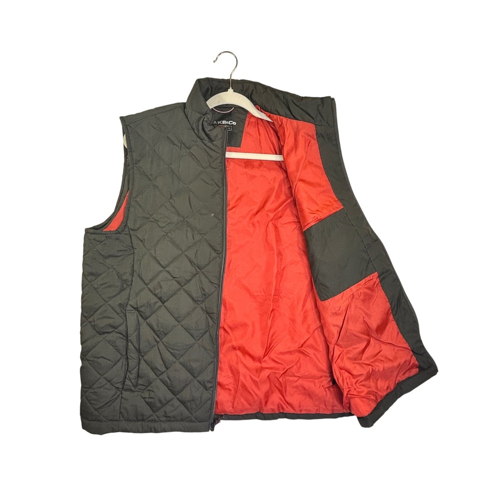Hawke & Co Performance Mens Quilted Vest Olive Green Orange Lining Large
